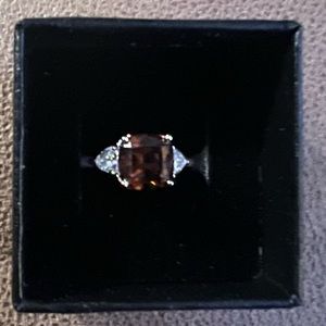 Diamonique Ring With 2kt CZ Brown Topaz